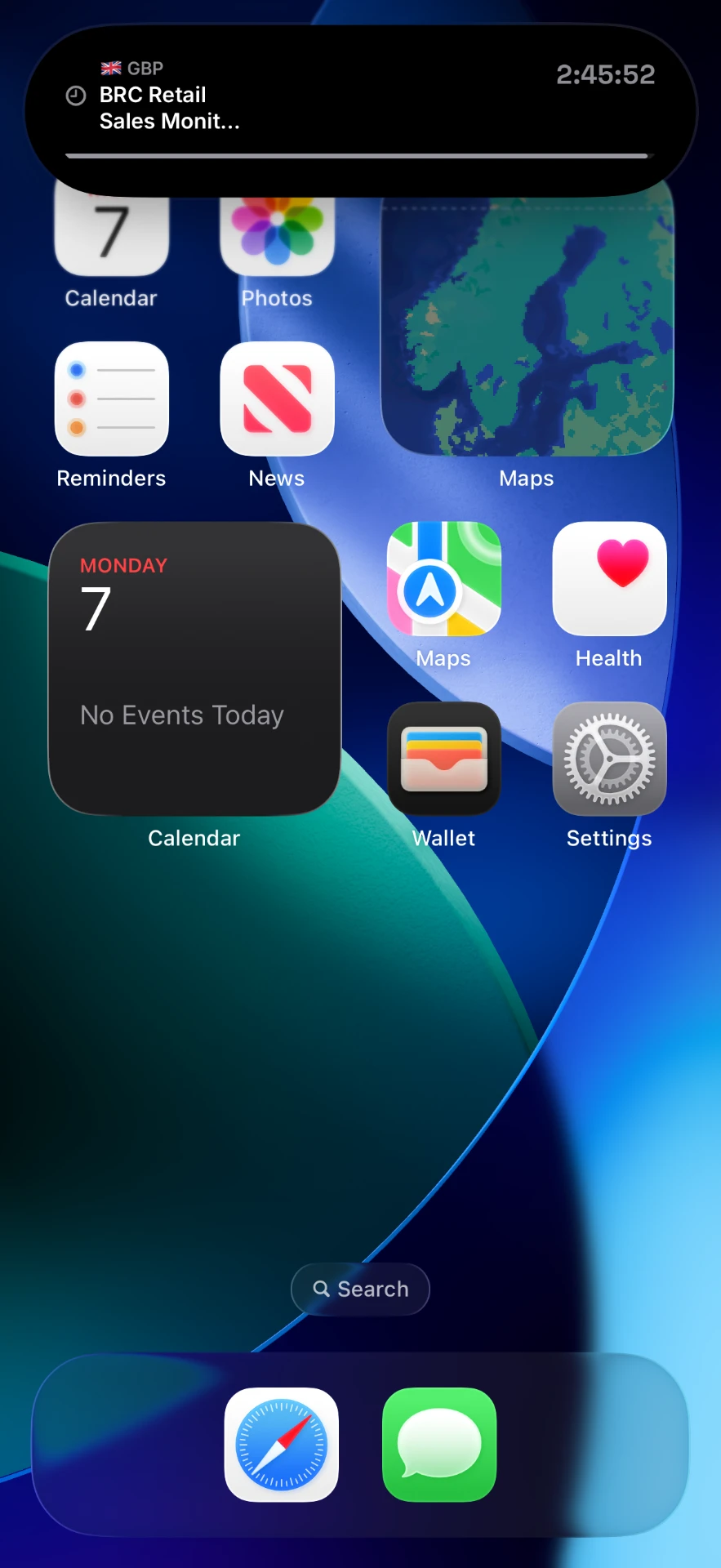iChart countdown and calendar widgets on the iPhone Home Screen