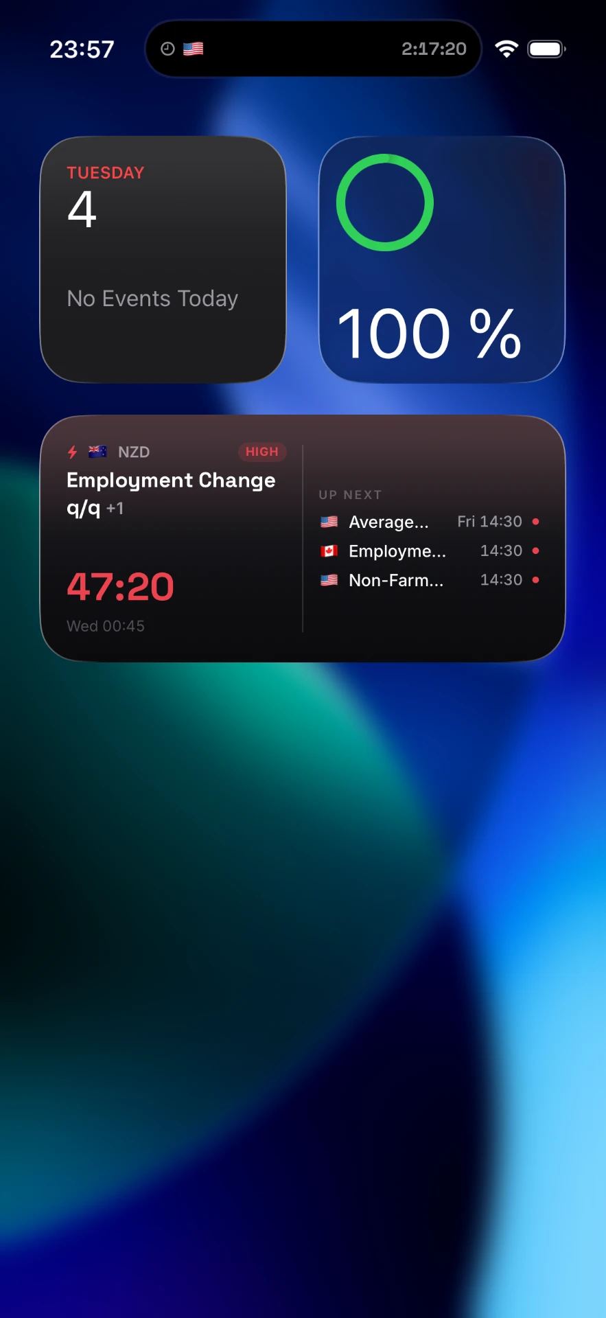 iChart Event Countdown widget on the iPhone Home Screen